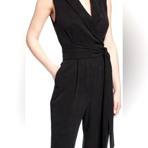 KOBI HALPERIN ERICA JUMPSUIT, BLACK, SIZE MEDIUM